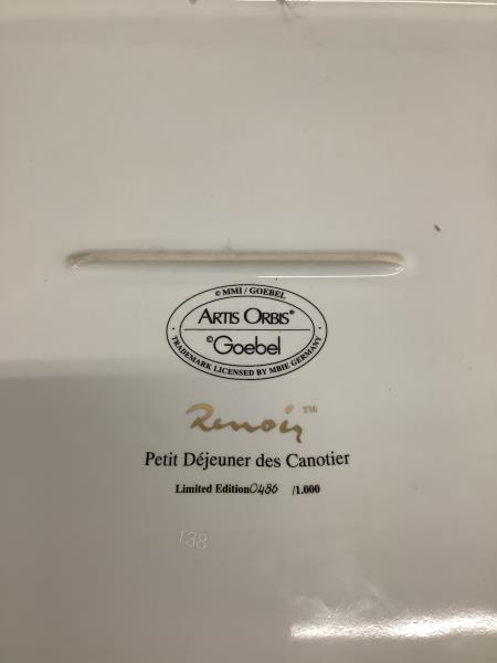 Goebel Artis Orbis Renoir "Petit Dejeuner des Canotier" Limited Edition Plate Retail $75.00