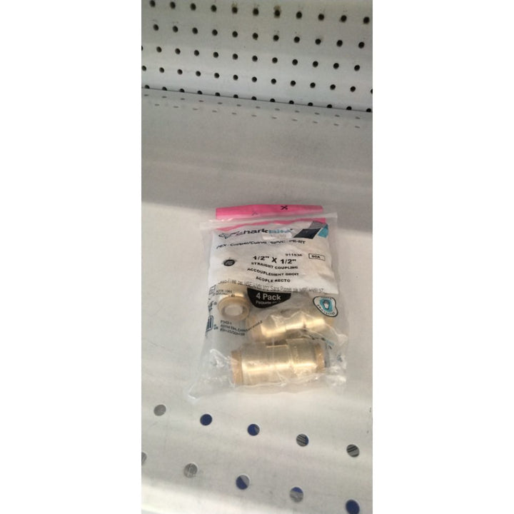 SHARKBITE U008LF, 1/2" X 1/2" STRAIGHT COUPLING 1 PACK FREE DISCONNECT CLIP,NIP