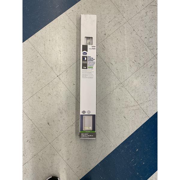 Home Decorators Collection Room Darkening Cordless Mini Blind - White, 25x64 Retail $35.00