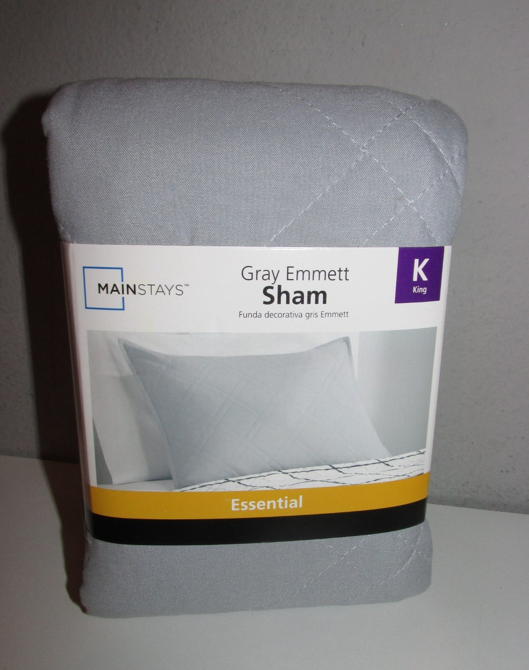 Decorative 'Gray Emmett' King Size Pillow Sham (20x36") BRAND NEW UNOPENED