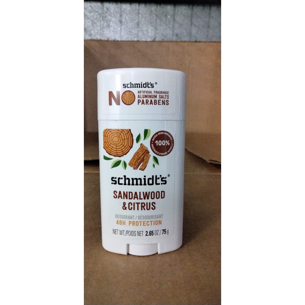 Schmidt's Aluminum-Free Vegan Deodorant Sandalwood & Citrus for Women and Men, with 24 Hour Odor Protection, Natural Ingredients, Cruelty-Free, 2.65 oz Retail $8.00