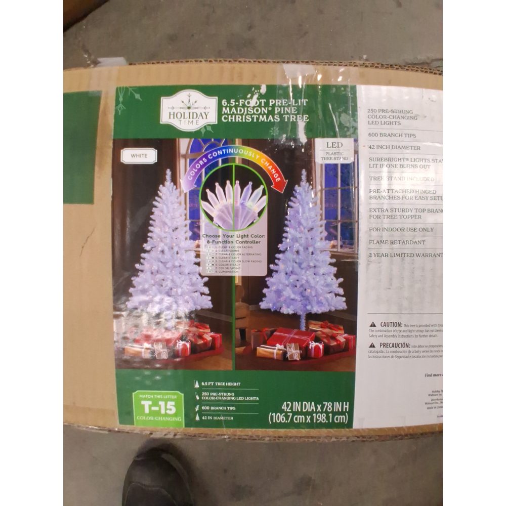 6.5ft Prelit White Madison Pine Artificial Christmas Tree Color-Changing LEDs Retail $99.00