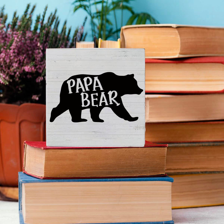 Papa Gifts Funny Dad Birthday Gift Desk Decor Wooden Box Sign Rustic Wood Block Plaque Box Sign Unique Christmas Gifts for New Dad Father Shelf Table Decoration 5.1 x 5.1 Inches
