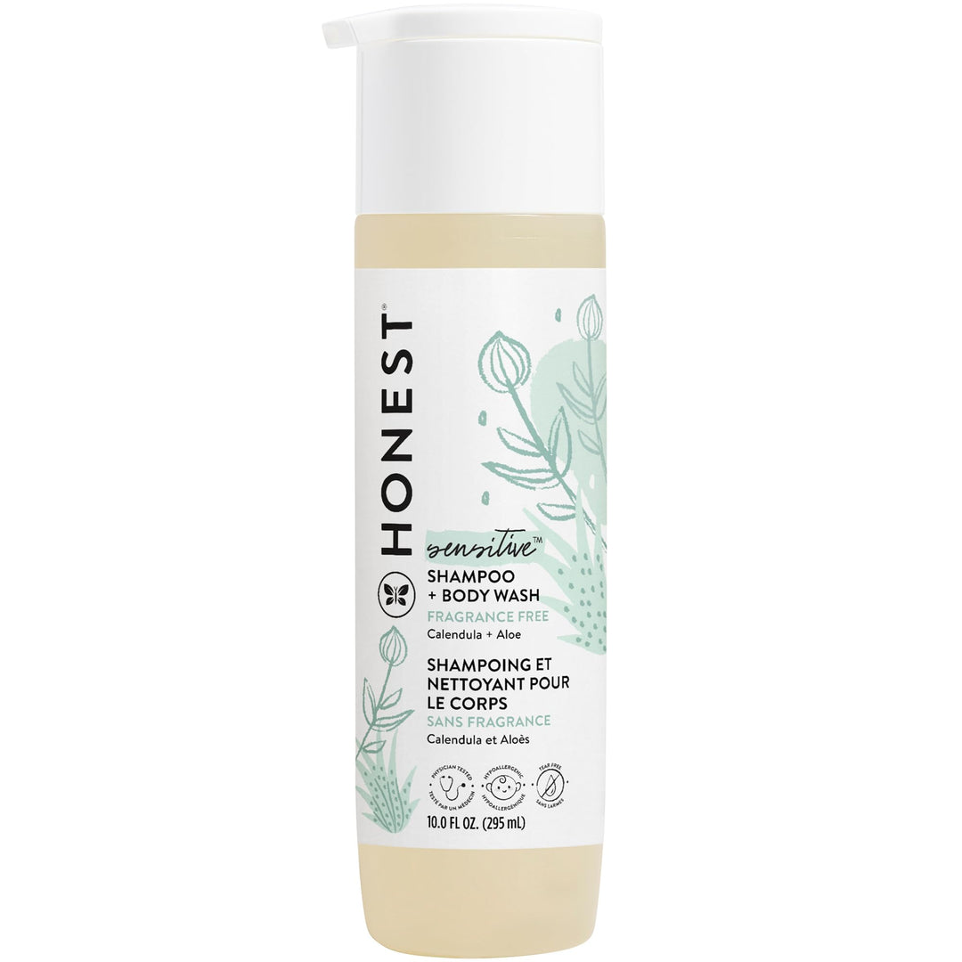 The Honest Company 2-in-1 Cleansing Shampoo and Body Wash for Sensitive Skin, Tear-Free, Hypoallergenic with Naturally Derived Ingredients, Fragrance-Free, 10 fl oz retail $9