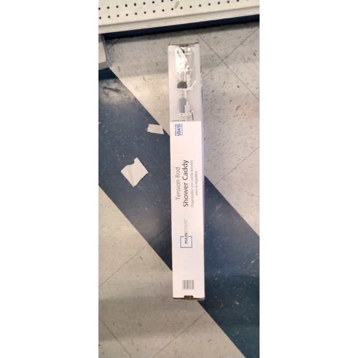 Mainstays Adjustable Tension Steel Shower Pole Caddy  3 Shelves  60  - 96   White Finish