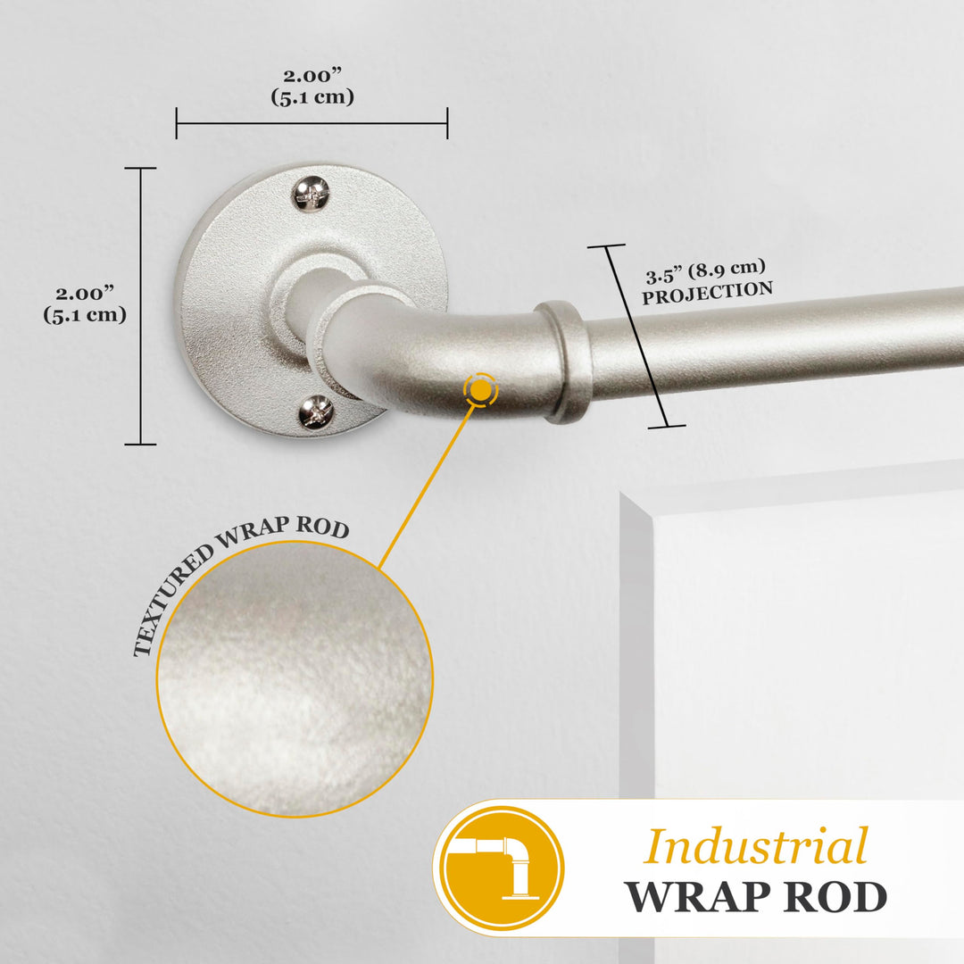 Kenney Adler Indoor/Outdoor Brushed Nickel Silver Curtain Rod, Adjustable 48 to 84 Inch Curtain Rod for Windows and Patio
