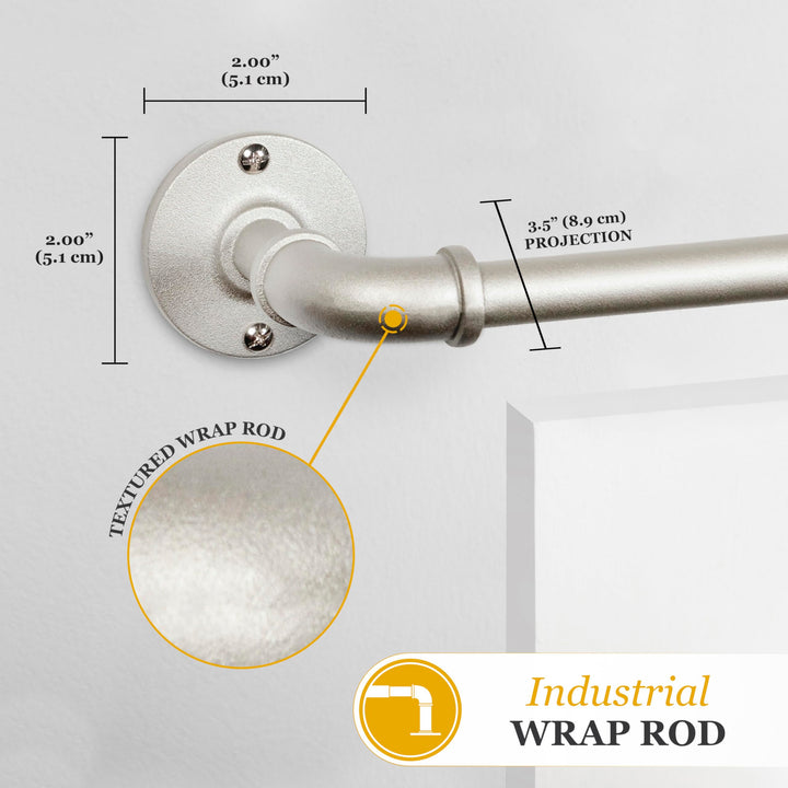 Kenney Adler Indoor/Outdoor Brushed Nickel Silver Curtain Rod, Adjustable 48 to 84 Inch Curtain Rod for Windows and Patio