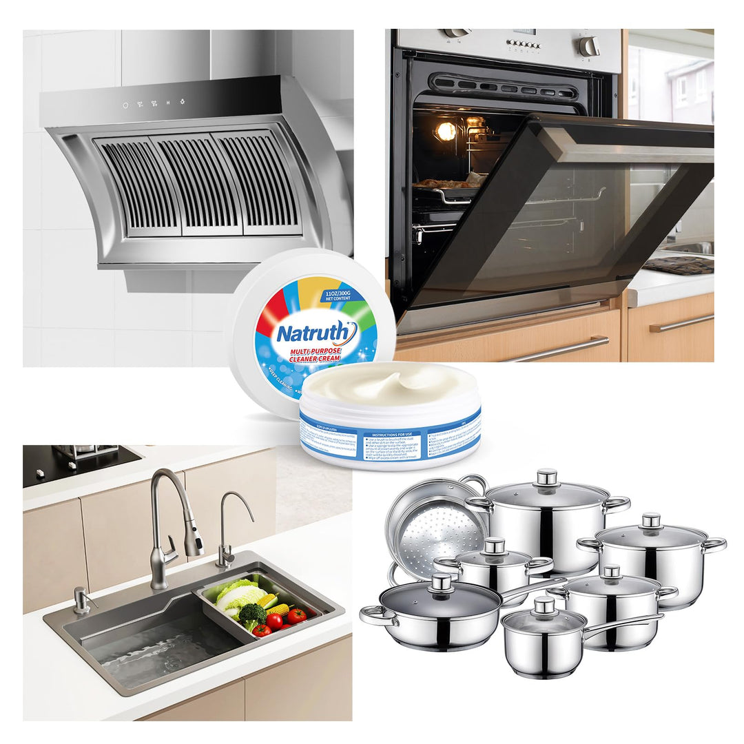 NATRUTH Cooktop and Stove Top Cleaner Kit - Glass Cook Top Cleaner and Polish 11 oz.Kitchen Cleaning Paste with Sponge