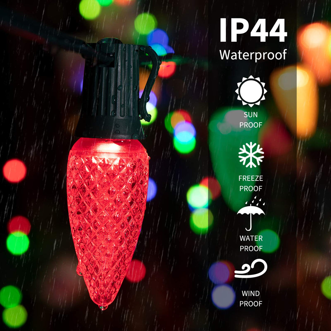 25 Pack C7 Led Replacement Christmas Light Bulb, Shatterproof C7 Led Bulbs for Christmas String Lights, E12 Candelabra Base, Commercial Grade Dimmable Holiday Bulbs, Red