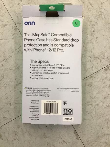 onn. MagSafe Compatible Phone Case for iPhone 12/12 Pro - Standard Drop Protection, Limited Lifetime Warranty Retail $12.00