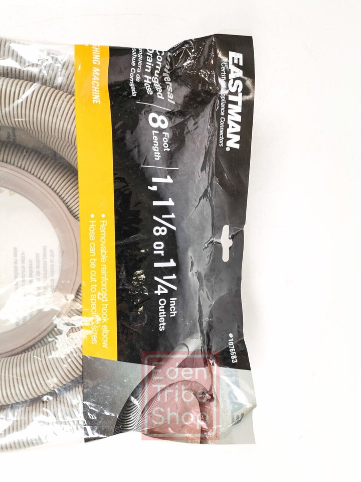 Eastman #1076683 Universal Corrugated 8' Washing Machine Drain Hose 1", 1 1/8",+