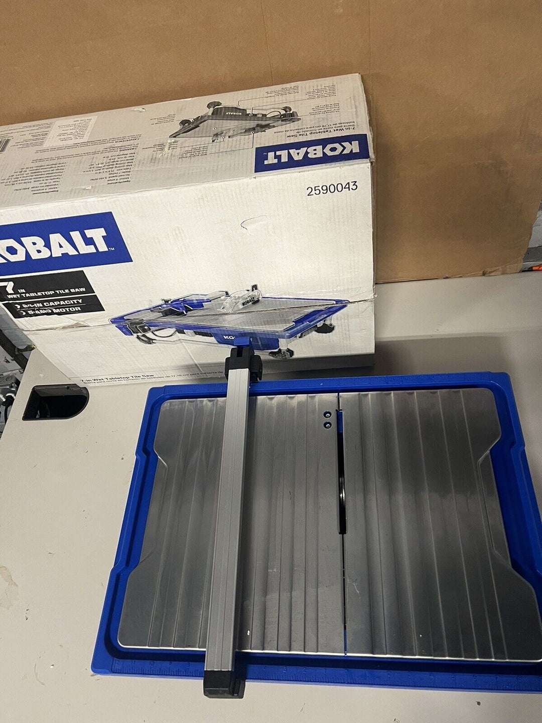Kobalt 7-in 5-Amp Wet Tabletop Tile Saw-24-in Capacity-5-AMP Motor-Missing Parts