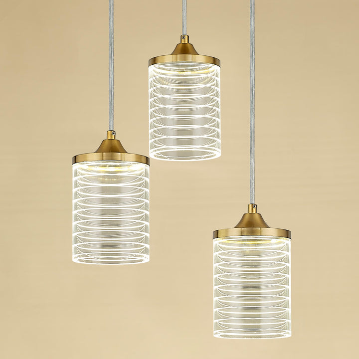 JAZAVA Gold Pendant Lights, Modern Cluster Pendant Light Fixture, 24W 3CCT 3000/4500/6000K LED Hanging Light for Kitchen Island Dining Room Bedroom Hallway Entrance Living Room, PL106BG Retail $102.00