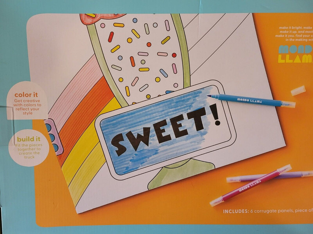 Mondo Llama Color Your Own Ice Cream Truck DIY Art Kit Retail $39.99