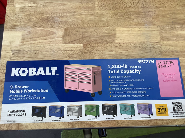 KOBALT 46-IN 9-DWR PINK WORKSTATION