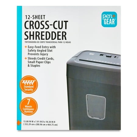 Pen+Gear 12-Sheet Cross-Cut Paper/Credit Card Shredder with 5.5 Gallon Bin  Black  Home & Office Use