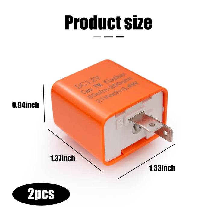 Hawyet 2 PCS 2-pin LED Car Steering Flasher Relay, 12V DC12 Adjustable Frequency Flasher Relay, Driving LED Turn Signal, Energy Saving and High Efficiency, Suitable for Cars and Motorcycles (Orange)