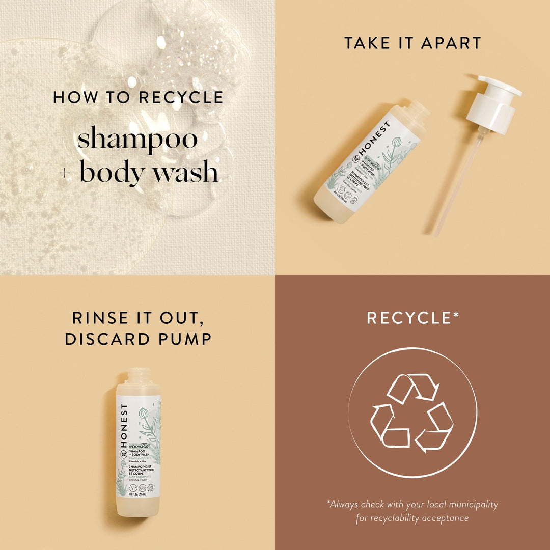 The Honest Company 2-in-1 Cleansing Shampoo and Body Wash for Sensitive Skin, Tear-Free, Hypoallergenic with Naturally Derived Ingredients, Fragrance-Free, 10 fl oz retail $9