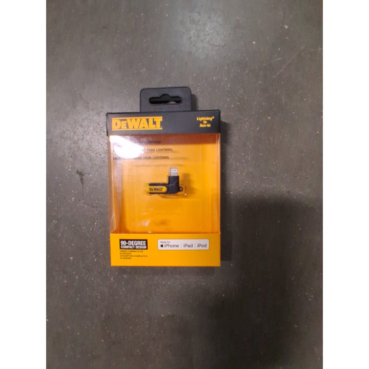 DEWALT Heavy Duty 3.5mm to Lightning Adapter, 90Degree L Connector Female to 3.5mm Male Headphone Jack Adapter for iPhone, Compatible Lightning to 3.5 mm Headphone Jack Adapters, Adapts Legacy Devices Retail $13.00