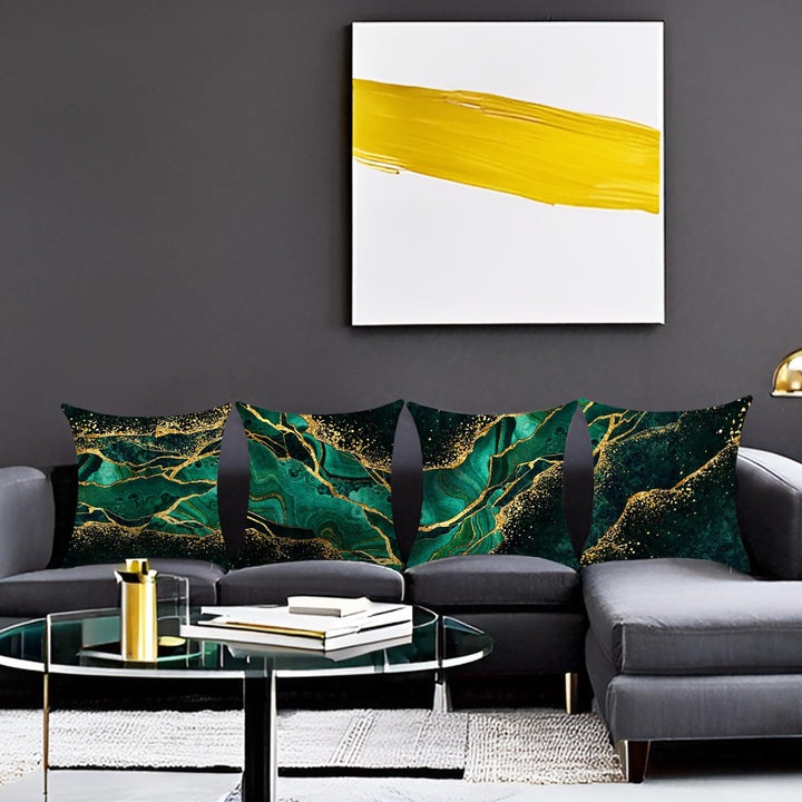 YAJTJX Marble Texture Sofa Throw Pillow Covers Blue Gray and Gold Decorative Pillow Covers 18x18 lnch Set of 4 Home Decor Living Room Sofa Couch Bed Cushion Cover Pillowcase