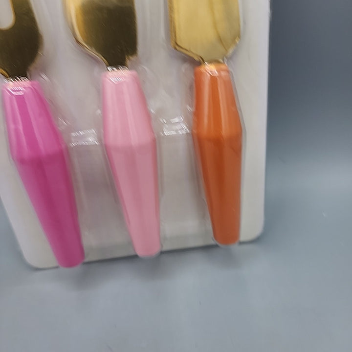 Cheese Knife Set - 3 Pieces with Colored Handles - Hand Wash Only