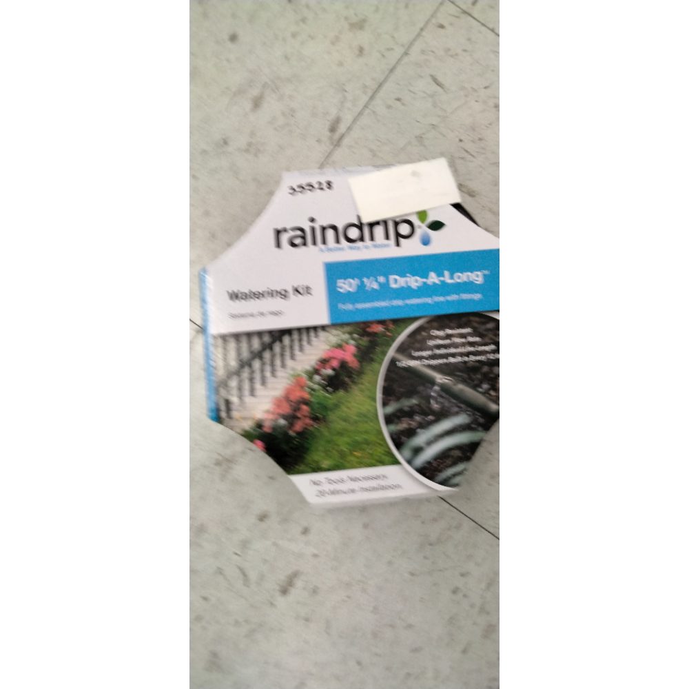 Raindrip R280DT Drip-A-Longâ„¢ 1/4 in. Dripline Kit includes 50 feet of 1/4-Inch Dripline preassembled with 1/2 GPH drippers, 5 Barbed Tees, 5 Barbed Elbows, 5 Barbed Couplings, 5 End Plugs