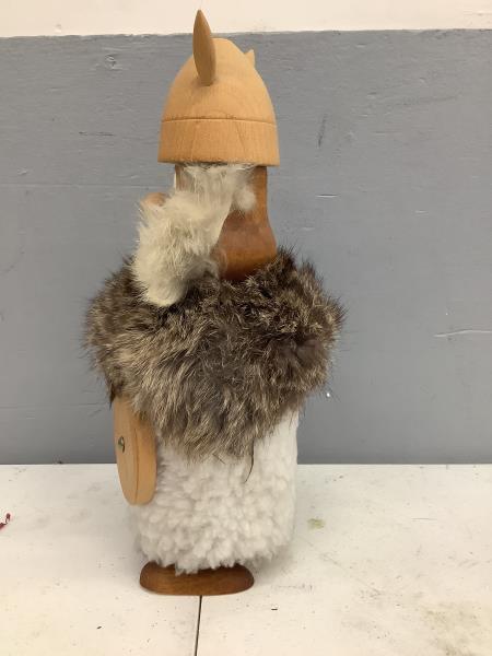 Wooden Viking Figure - Decorative Figurine with Spear and Shield Retail $34.99