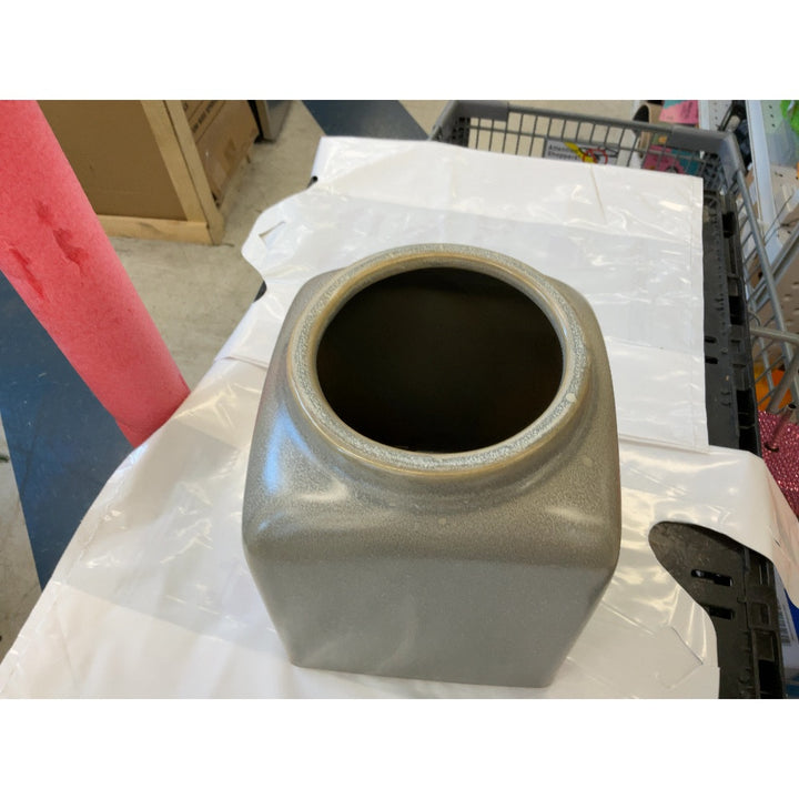 Unbranded Gray Ceramic Vase - Square Shape, Decorative, Home Decor