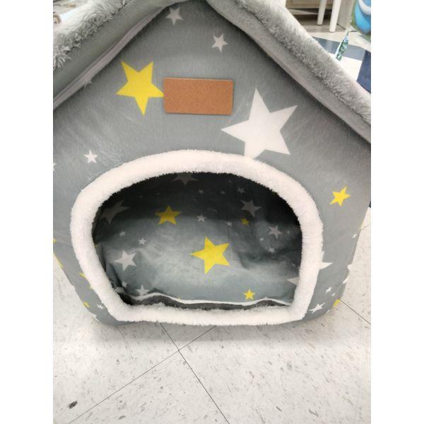 Starry Dream Pet House - Cozy Indoor Hideaway, Soft Plush Bed, Grey Retail $35.00