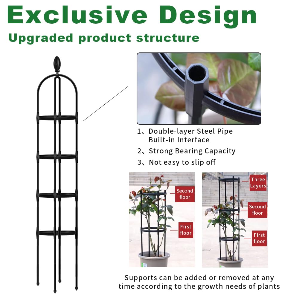 April'sWorld Garden Obelisk Trellis for Climbing Plants Outdoor, A Versatile Plant Stand for Vines, Roses, and Garden Vegetables (6FT, 2pcs)