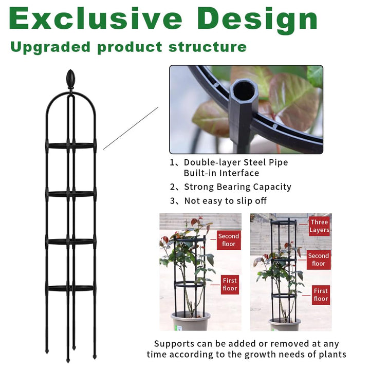 April'sWorld Garden Obelisk Trellis for Climbing Plants Outdoor, A Versatile Plant Stand for Vines, Roses, and Garden Vegetables (6FT, 2pcs)
