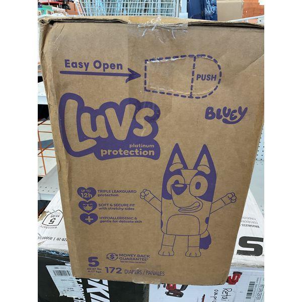 Luvs Bluey Platinum Protection Diapers - Size 5, 172 Count, Easy Open, Hypoallergenic Retail $39.97
