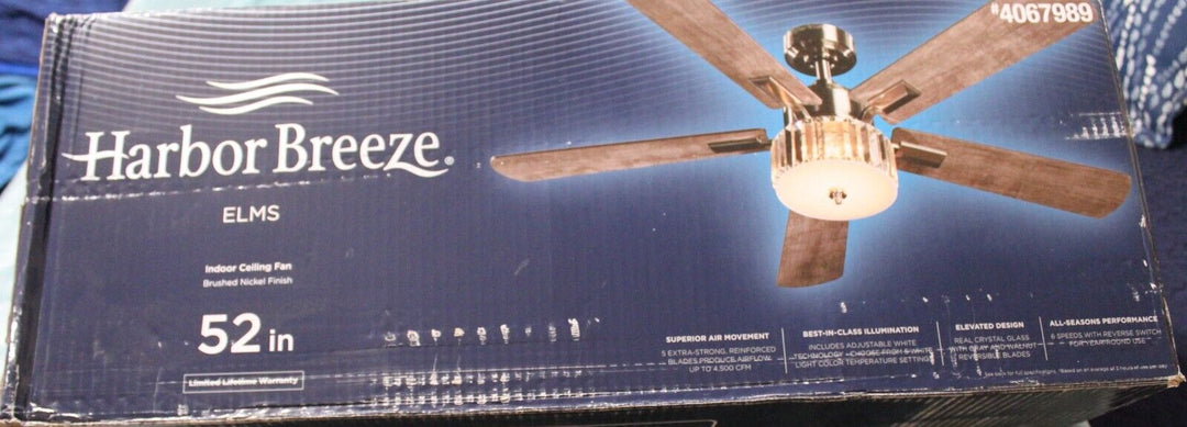 Harbor Breeze - 52 in ELMS Brushed Nickel Finish W Reversible Blades #4067989