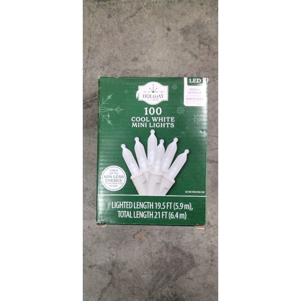 Holiday Time 100 Cool White Mini Lights - LED, Indoor/Outdoor Use Retail $15.00