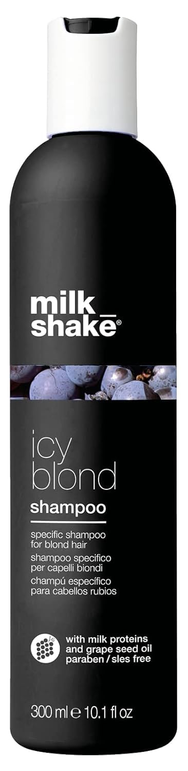 milk_shake icy blond shampoo | award winning shampoo with black pigment to cool brassy tones and enhance platinum blonde hair | ideal for maintaining icy, ash-toned color 10.1 fl oz