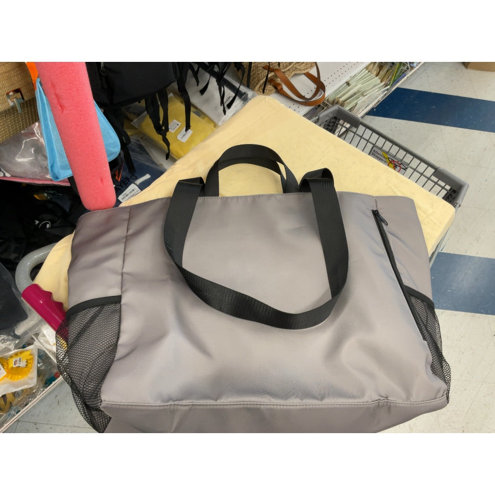 Tote Bag - Gray, Zipper Closure, Mesh Pockets