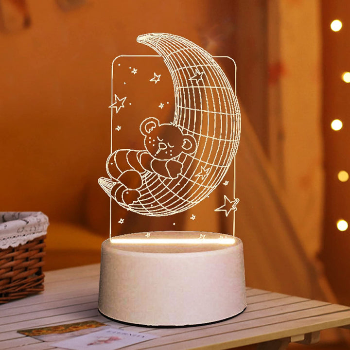 CUICANSHANG MoonBear Illusion Lamp Night Light for Kids LED Table Lamp Night Lamp Bedroom Decoration Holiday Presents Birthday Gifts for Children Boys Girls