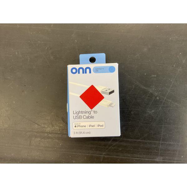 Onn Lightning to USB Cable - 3ft, iPhone/iPad/iPod Compatible