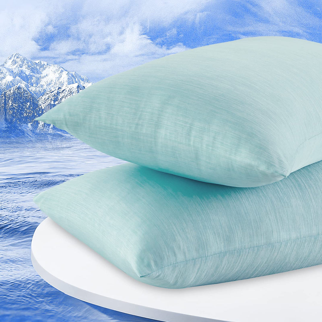 YIYEA Cooling Pillow Cases for Hot Sleepers & Night Sweats - Double-Sided Arc-Chill Q-max>0.5 Technology - Ultra Soft, Hypoallergenic and Anti-Static - Pillow Cases Standard Size Set of 2, Green