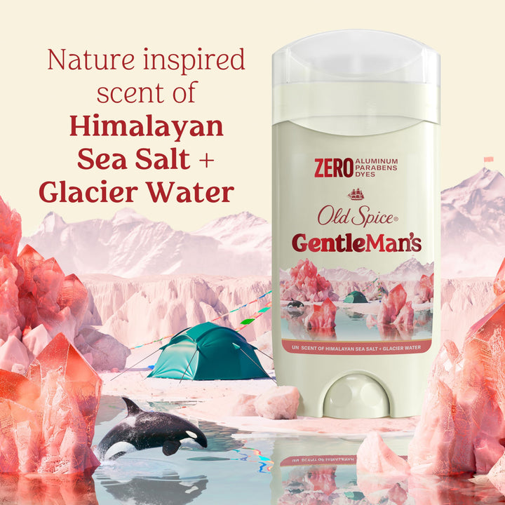 Old Spice GentleMan's Aluminum Free Dry Feel Deodorant for Men, 24/7 Lasting Freshness, Gentle on Skin with Skin Conditioners, Himalayan Sea Salt + Glacier Water Scent, 3.0 oz