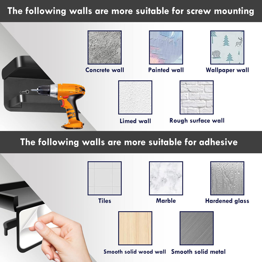 2PCS Toilet Paper Holder with Shelf, Matte Black Toilet Paper Holder, Toilet PaperHolder Wall Mount, Bathroom Adhesive Toilet Paper Holder SUS 304 Stainless Steel Modern Paper Towel Holder.