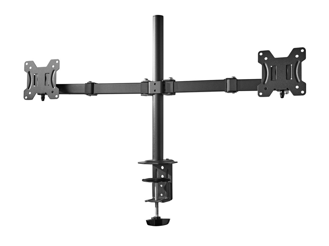 Onn. Full Motion Dual Monitor Desk Mount  Fits 2 Screens up to 27 Inches - Rotate  Tilt & Swivel  VESA Retail $40.00