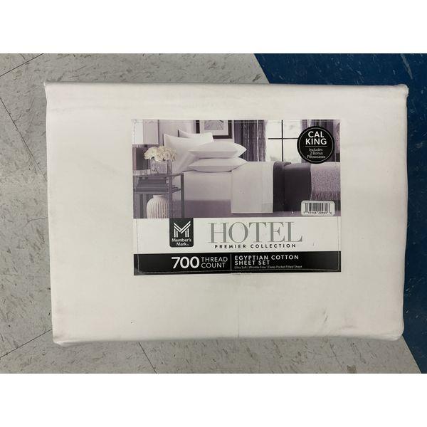 Member's Mark Hotel Premier Collection, Egyptian Cotton Sheet Set, 700 Thread Count, Cal King, Includes 2 Bonus Pillowcases Retail $79.76