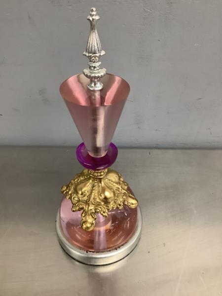 Vintage Pink Crystal Trophy with Gold Accents Retail $150.00