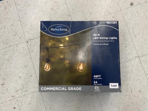 Harbor Breeze 48-ft LED String Lights - Commercial Grade, 24 Light Sockets Retail $50.00