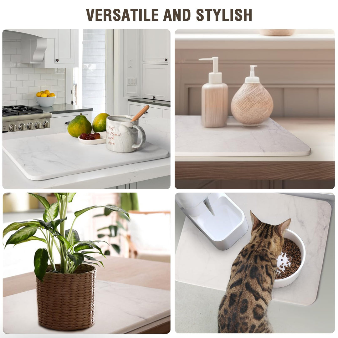 Stone Dish Drying Mats for Kitchen Counter, Ultra Absorbent, Non-Slip, Fast Dry, Heat Resistant, Eco-Friendly Diatomaceous Earth Mat, Rack Tableware Mat, Stone Dish Drying Mats(16"x12")