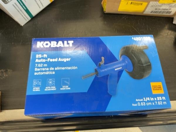 Kobalt 25-ft Auto-Feed Auger, High-Carbon Steel Spring Wire, Quick-lock Mechanism Retail $40.00