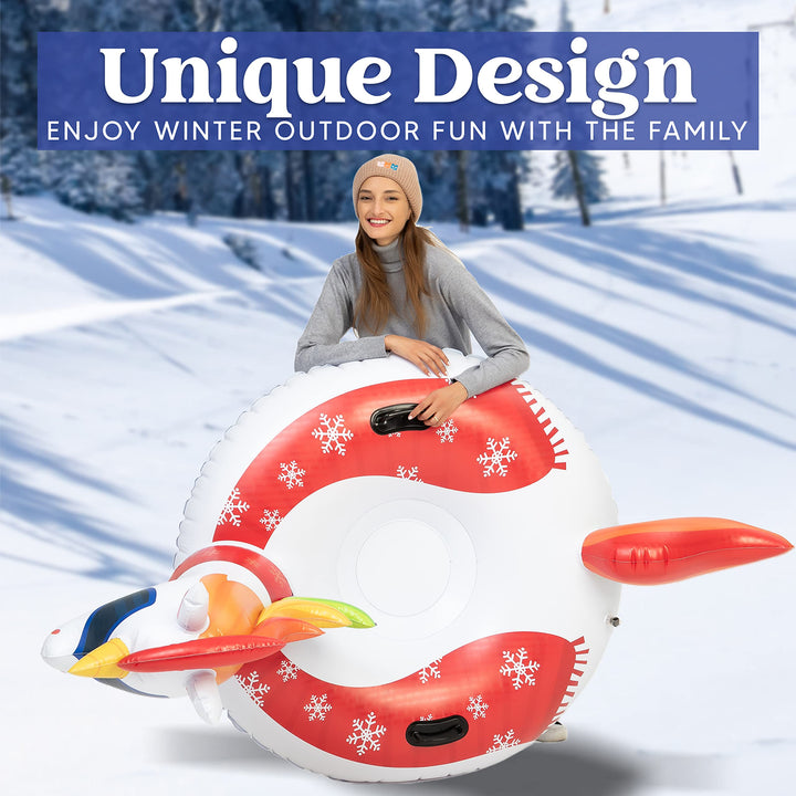 JOYIN 47â€ Inflatable Snow Tube, Heavy-Duty Snow Tube for Sledding, Great Snow Sled for Kids and Adults, Blow Up Snow Sled with Handles for Boys and Girls Family Winter Fun Activities(Unicorn)