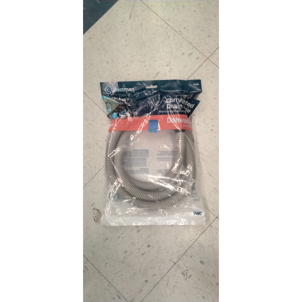 6' Dishwasher Corrugated Discharge Hose -- Universal fit 5/8" or 7/8" drain outlet -- 89 degree rubber elbow end, 72" length