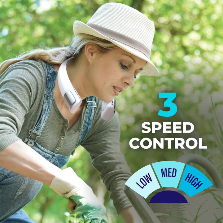 Arctic Air Freedom Touch Personal Neck Fan, 3-Speed Rechargeable Cooling Device, Long-lasting, Lightweight Portable Neck Cooler, Flexible Band & Thermo-Electric Cooling Plate for Hot Weather